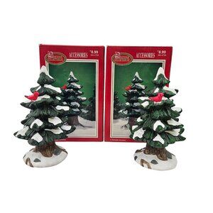 Dickens Collectables 2 Tree Figurines Accessory Hand Painted Porcelain